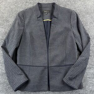 Talbots Jacket Womens 6 Blue Houndstooth‎ Hook Front Lined Blazer Career